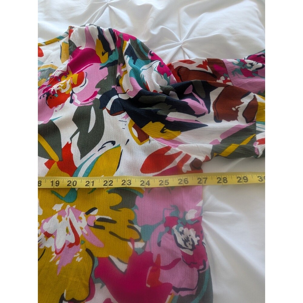 Mirror Image Boho Top Women’s 2X Multicolor Artsy Floral 3/4 Sleeve Festival Mod - Picture 10 of 11